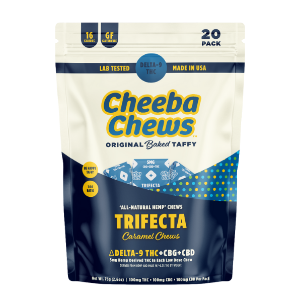 Cheeba Chews Taffy 20pk / Trifecta Caramel 5mg D9 5mg CBD 5mg CBG